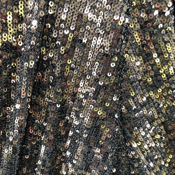 The Drop Helena Sequin Wrap Dress Womens 2X Gold Black Long Sleeve Mini V-Neck - Picture 7 of 13